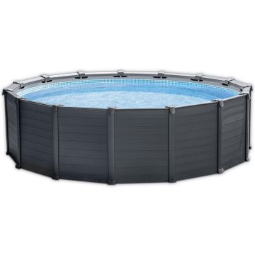 Intex Graphite Panel Pool 478x124 cm met zandfilter, ladder, afdek- en grondzeil - Model 2022