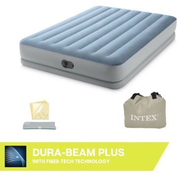 Intex Mid-Rise Comfort - Luchtbed - 2-Persoons - 152x203x36 cm (BxLxH) - Blauw/Grijs - Met FastFill USB pomp