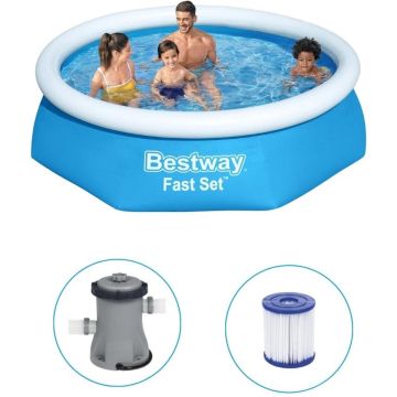 Bestway - Fast Set - Opblaasbaar zwembad inclusief filterpomp - PVC - 244x61 cm - Rond