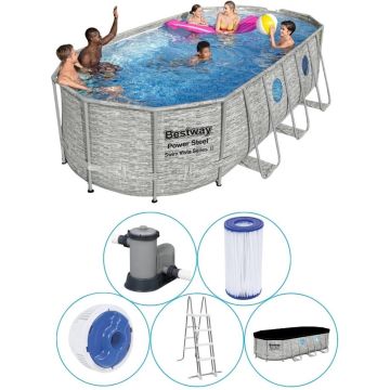 Bestway - Oval Pool - Zwembad - PVC en staal - Grijs - 549 x 274 x 122 cm