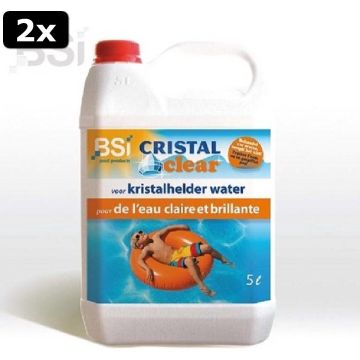 2x BSI - Cristal Clear - Voor Kristalhelder zwembadwater - Zwembad - Spa - Anti-groen waterbehandeling - 5 l