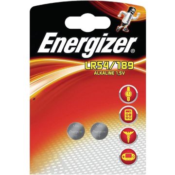 2 Stuk (1 Blister a 2st) Energizer G10 / LR54 / 189 / AG10 1.5V Alkaline knoopcel batterij