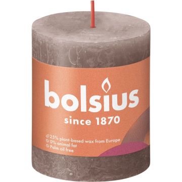 Bolsius Stompkaars Rustic Taupe Ø68 mm - Hoogte 8 cm - Taupe - 35 Branduren