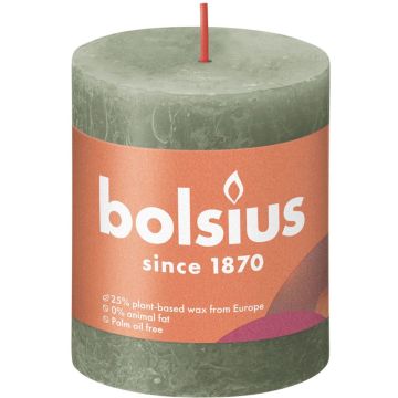 Bolsius Stompkaars Fresh Olive Ø68 mm - Hoogte 8 cm - Olijfgroen - 35 branduren