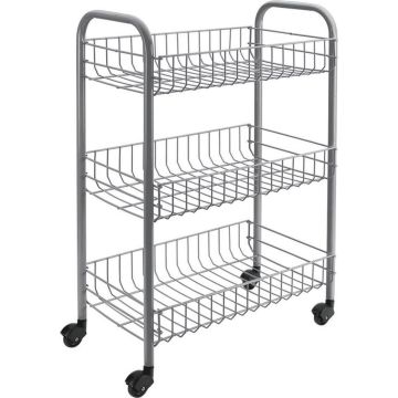 Tomado Metaltex - Siena opbergtrolley - 3 manden - Zilver