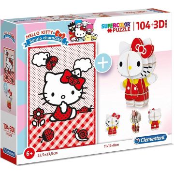 Clementoni Legpuzzel Met 3d-model Hello Kitty Junior 104 Stukjes