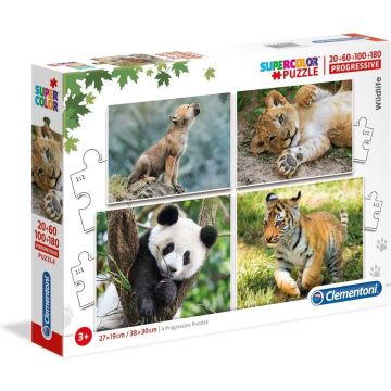 Clementoni Legpuzzel Wildlife 4 Puzzels 20/60/100/180 Stukjes