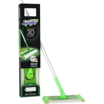 Swiffer Vloerreiniger 3D Clean Starterskit - 1 Vloerreiniger + 4 Droge En 2 Vochtige Vloerdoekjes.