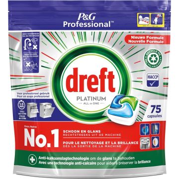 Dreft Platinum Regular All in 1 Vaatwastabletten - 75 Tabs