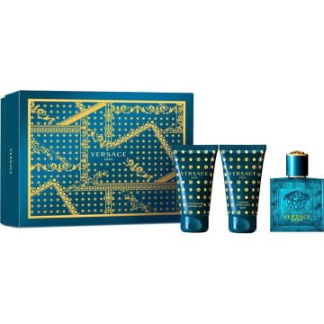 Versace Eros 50ml EDT Spray / 50ml Shower Gel / 50ml Aftershave Balm