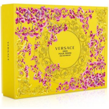 Versace Eros pour Femme Giftset - 100 ml eau de parfum spray + 5 ml eau de parfum spray + 100 ml showergel + 100 ml bodylotion - cadeauset voor dames