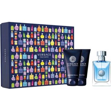 Versace Pour Homme - 3-delig Set: 50ML Eau De Toilette Spray + 50ML Hair &amp; Body Shampoo + 50ML After Shave Balm - Cadeauverpakking/Giftset