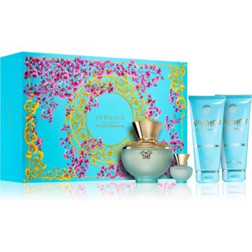 Versace Dylan Turquoise Geschenkset 100 ml Eau de Toilet + bath &amp; showergel + mini 5ml Eau de Toilet set