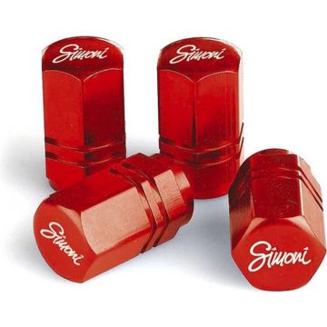 Simoni Racing Set ventielkapjes Exagonal - Rood