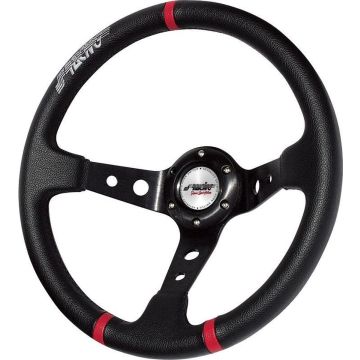 Simoni Racing Sportstuur Gravel 350mm - Zwart Eco-Leder (Deep Dish), 9cm diep.