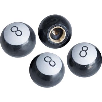 Simoni Racing Set ventielkapjes 8-Ball - Zwart - 4-stuks