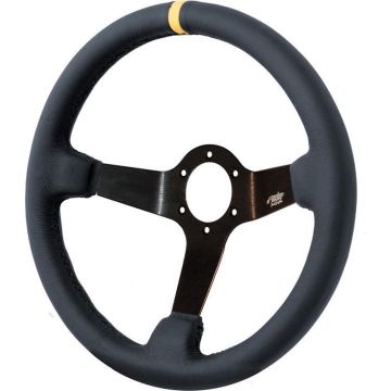 Simoni Racing Sportstuur Carrera 350mm - Zwart Leder (Deep Dish - 95mm)