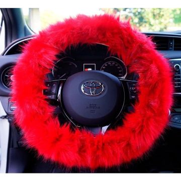 Simoni Racing Stuurwielhoes Fluffy Fur - 37-39cm - Rood