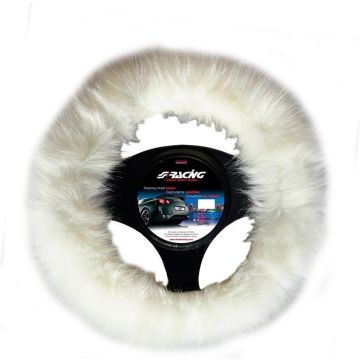 Simoni Racing Stuurwielhoes Fluffy Fur - 37-39cm - Wit