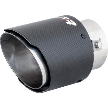 Simoni Racing Uitlaatsierstuk Rond/Schuin Mat-Carbon+RVS - Ø102xL155mm - Montage 50-76m