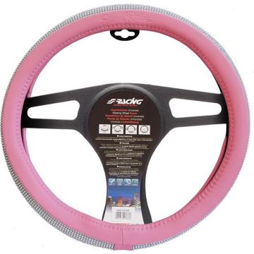 Simoni Racing Stuurwielhoes Diamonds 37-39 Cm Eco-leer Roze/wit