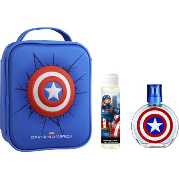 Captain America Geschenkset - Eau De Toilette 100 ml &amp; Douchegel 60 ml - Met Toilettas