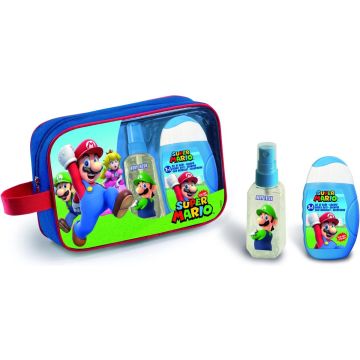 SUPER MARIO - Toilettas met Eau de Toilette / Parfum 90ml + Bad &amp; Shampoo 110ml