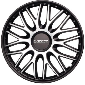 4-Delige Sparco Wieldoppenset Roma 13-inch zilver/zwart