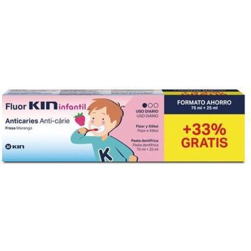 Kin Fluorkin Infantil Pasta Dentifrica #fresa 75 + 25 Ml