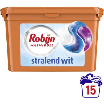 Robijn Wascapsules - 3-in-1 - Stralend Wit - 15 Stuks