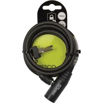 Dresco Kabelslot 150/6 | Kabelslot voor Fiets - 150cm - Rond 6mm - Zwart