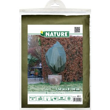 Nature plantenhoes met trekkoord - H150 x D100 cm - groen - anti-vorst planten beschermhoes