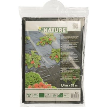 Nature - Kweekfolie voor aardbeien - 1,40 x 20m - Zwart - uv-bestendig - groeifolie