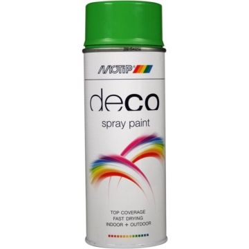 Motip deco alkyd hoogglans lak RAL 6018 geelgroen (01607) - 400 ml.