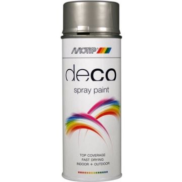 Motip deco alkyd hoogglans lak RAL 9006 wit aluminium metallic (01615) - 400 ml.