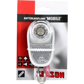 Simson White Koplamp - Fietslamp - Batterij - LED - Zilver