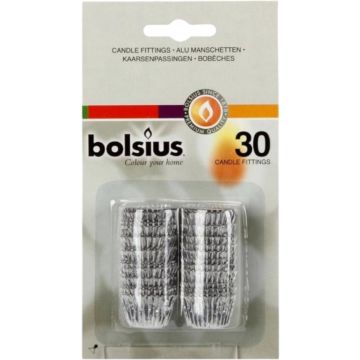 Bolsius kaarseringen 30 stuks zilver op blister verpakking