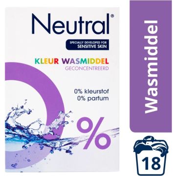 Neutral 0% Kleur Parfumvrij Waspoeder - 18 wasbeurten - 1,188 kg - Wasmiddel