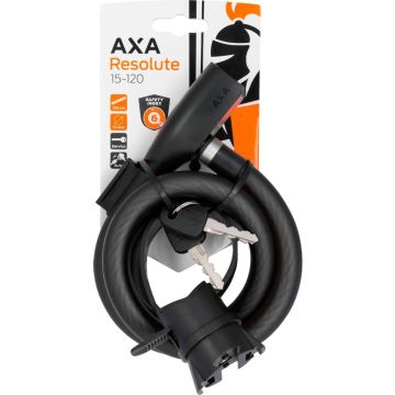 AXA Resolute 15/120 Kabelslot - Slot voor Fietsen - Gebruiksvriendelijk - 120 cm lang - Diameter 15 mm - Zwart