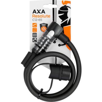 AXA Resolute C12/65 Kabelslot – Slot voor Fietsen – Code - Gebruiksvriendelijk - 65 cm lang - Diameter 12 mm - Zwart