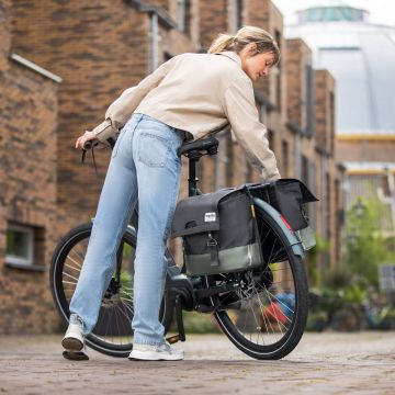 Gerecyclede dubbele fietstas Urban Proof 40 liter - groen/grijs