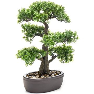 Emerald Kunstplant in bruine pot Ficus minibonsai 43 cm