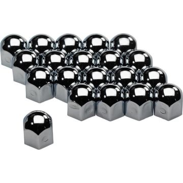 AutoStyle Set universele wielmoerkapjes - Chroom Staal - 17mm - set à 20 stuks