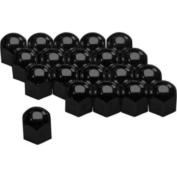 AutoStyle Set universele wielmoerkapjes - Zwart Staal - 19mm - set à 20 stuks