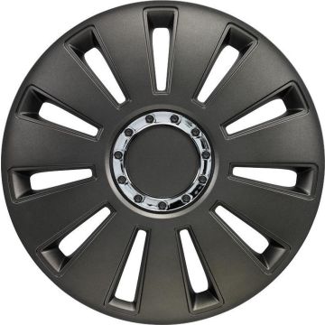 4-Delige Wieldoppenset Silverstone Pro 15-inch gun-metal + chroom ring