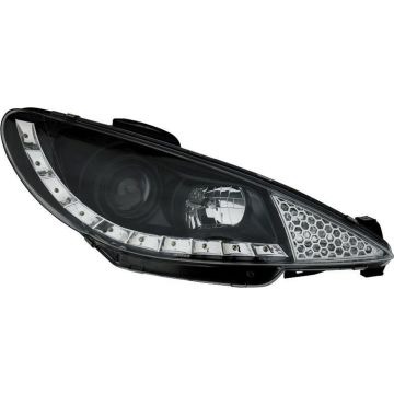 AutoStyle Set Koplampen DRL-Look passend voor Peugeot 206 1998-2002 excl. GTi - Zwart