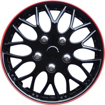 Autostyle Wieldoppen Missouri 15 Inch Abs Zwart/rood Set Van 4