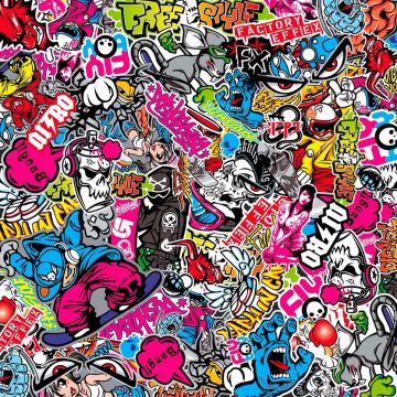 AutoStyle Stickerbomb Folie - Graffiti design 1 - Rol 60x200cm - zelfklevend