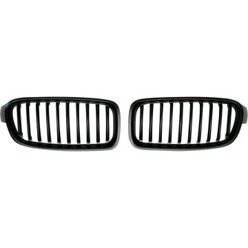 AutoStyle Matzwarte grills/nieren passend voor BMW 3-serie F30/F31 Sedan/Touring 2012-