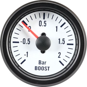 Autostyle Turbodrukmeter 52 Mm 12 Volt Wit/zwart